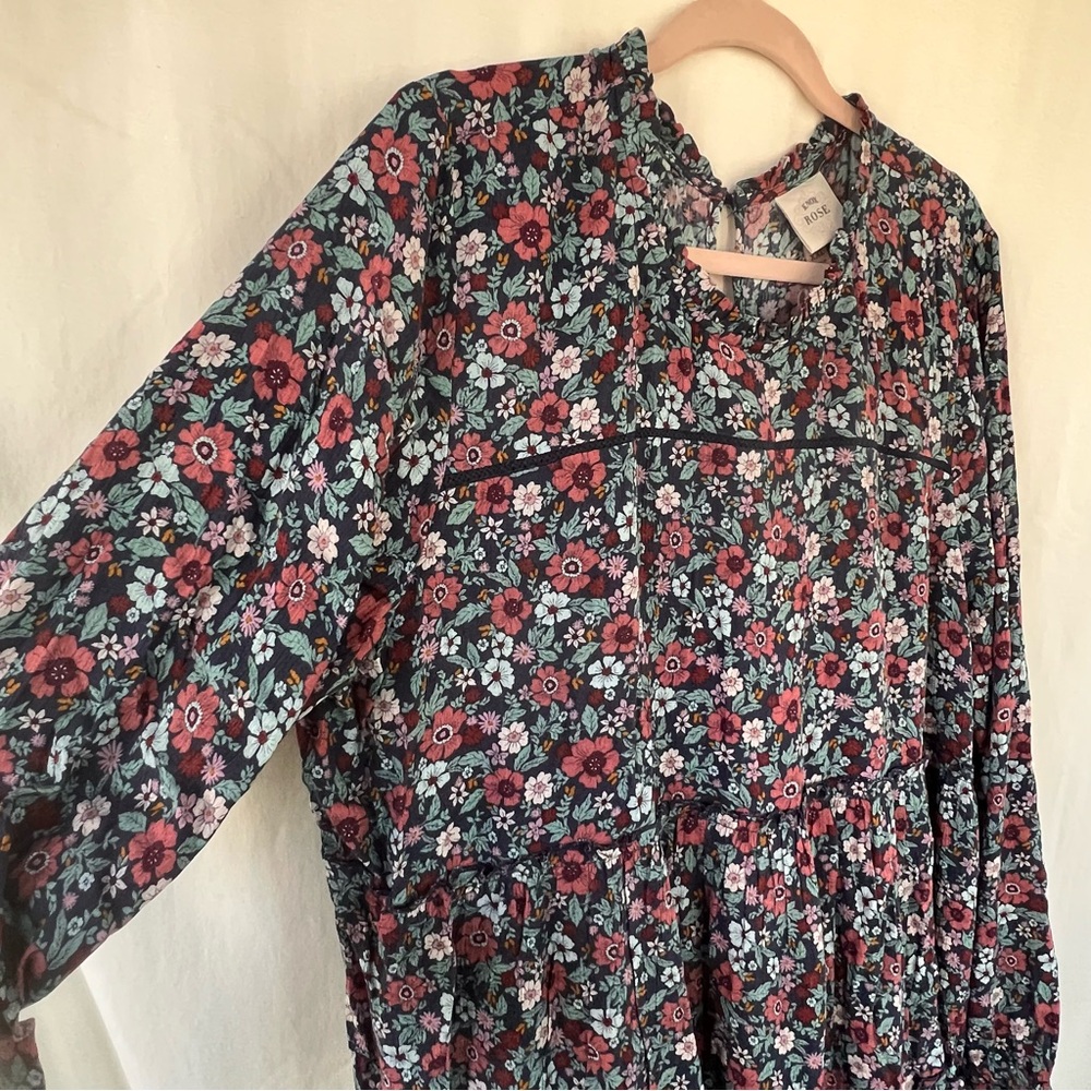 Knox Rose Floral Midi Dress in Black, Red & Teal